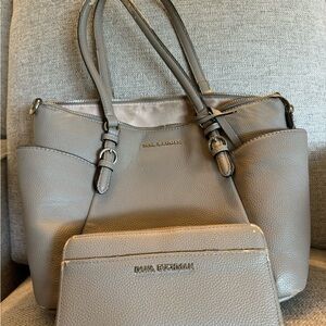 Dana Buchman Gray Shoulder Bag and Wallet Set has been used